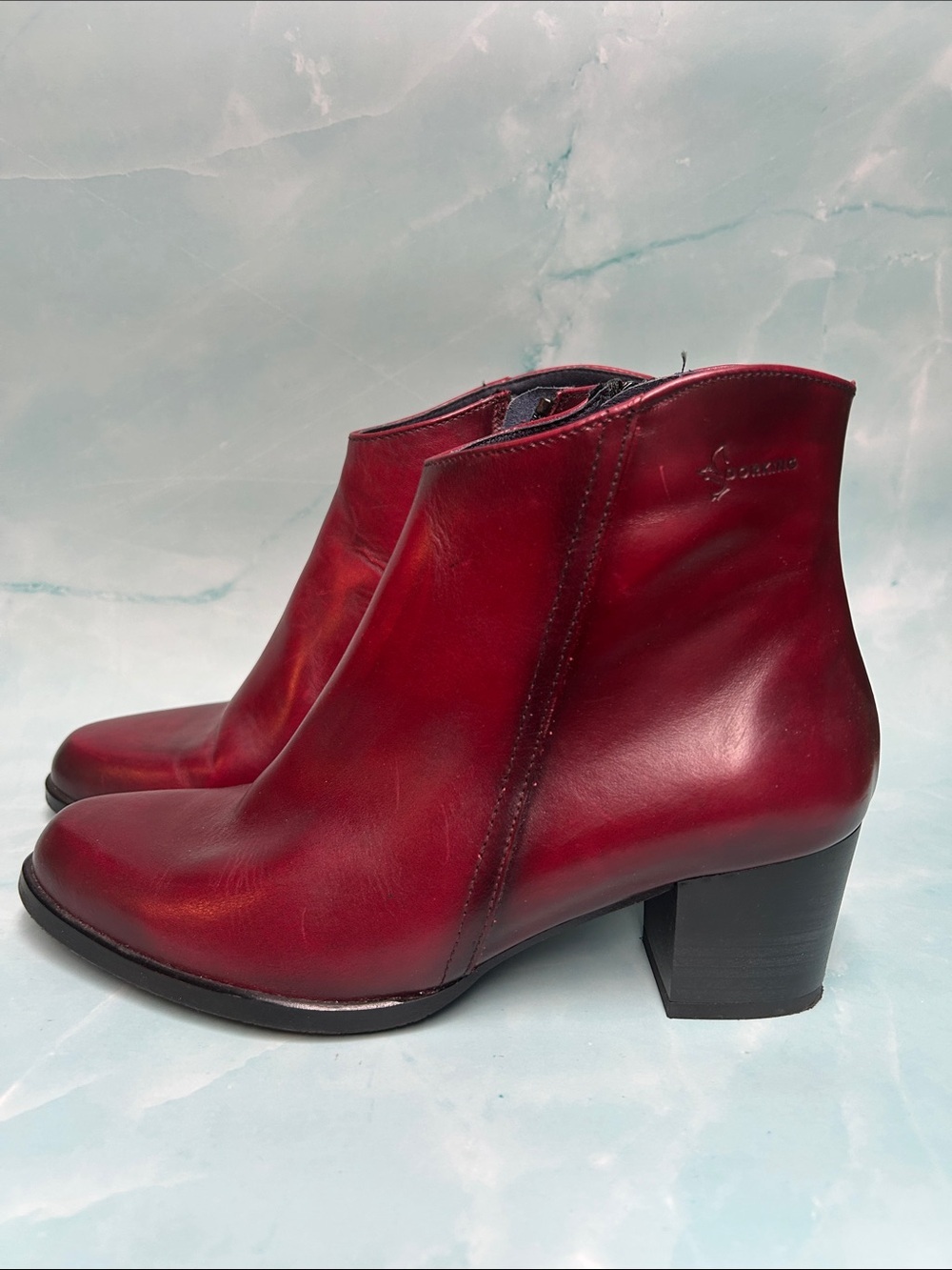 DORKING Women's Red Leather Ankle Boots LEXI Size 36 - Picture 2 of 9